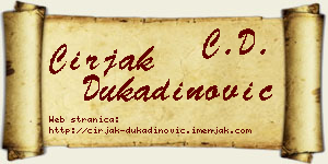 Ćirjak Dukadinović vizit kartica